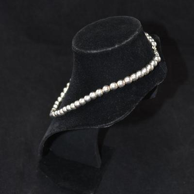 925 Sterling Silver Â¼â€ Bead Necklace 17â€, 19.7g