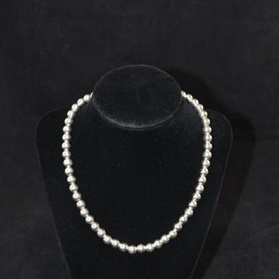925 Sterling Silver Â¼â€ Bead Necklace 17â€, 19.7g