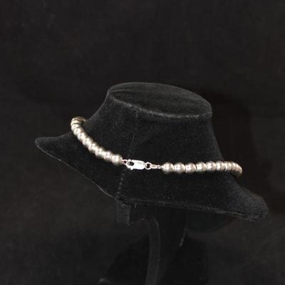 925 Sterling Silver Â¼â€ Bead Necklace 17â€, 19.7g