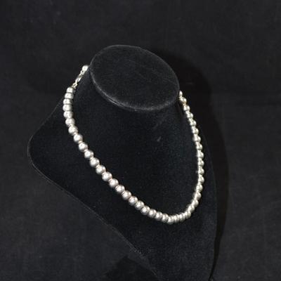 925 Sterling Silver Â¼â€ Bead Necklace 17â€, 19.7g