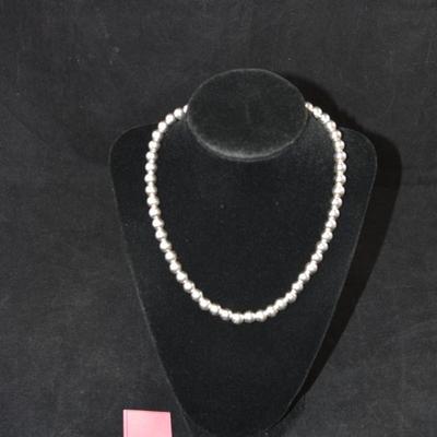 925 Sterling Silver Â¼â€ Bead Necklace 17â€, 19.7g