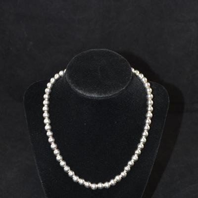 925 Sterling Silver Â¼â€ Bead Necklace 17â€, 19.7g