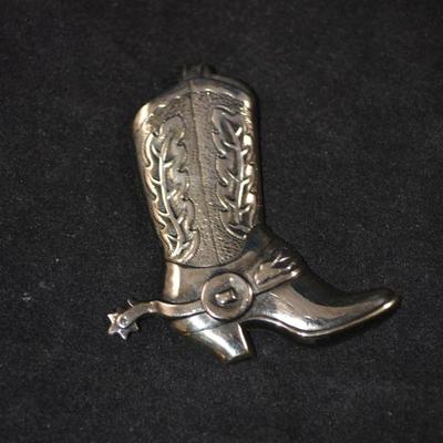 925 Sterling Silver Cowboy Boot Pin 2.25â€, 7.1g