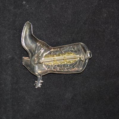 925 Sterling Silver Cowboy Boot Pin 2.25â€, 7.1g