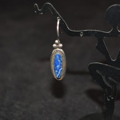 925 Sterling Silver & Sodalite Drop Earrings 4.8g