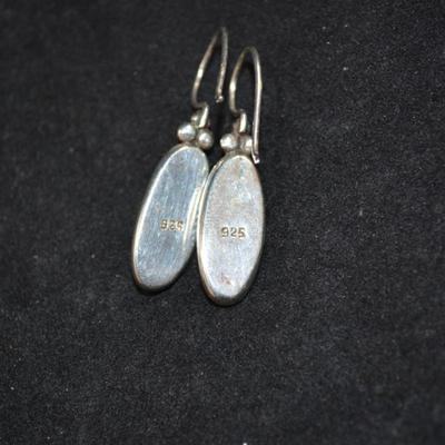 925 Sterling Silver & Sodalite Drop Earrings 4.8g