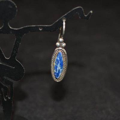 925 Sterling Silver & Sodalite Drop Earrings 4.8g