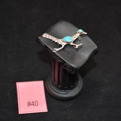 Sterling Silver & Turquoise Roadrunner Pin 2â€, 4.2g