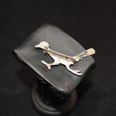 Sterling Silver & Turquoise Roadrunner Pin 2â€, 4.2g