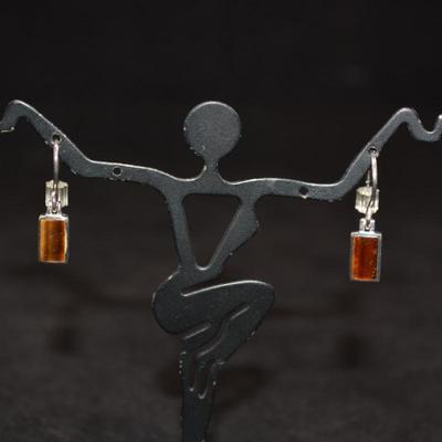 925 Sterling Silver & Jasper Drop Earrings 1.7g