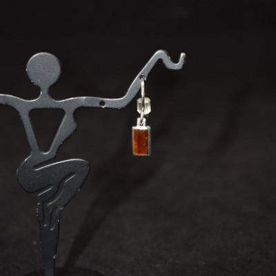 925 Sterling Silver & Jasper Drop Earrings 1.7g