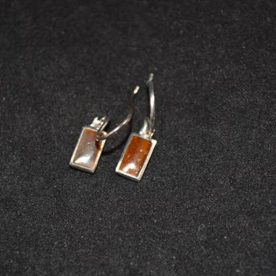 925 Sterling Silver & Jasper Drop Earrings 1.7g