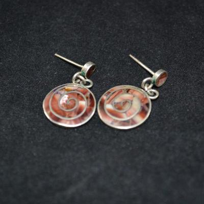 925 Sterling Silver Shell Earrings 5.0g