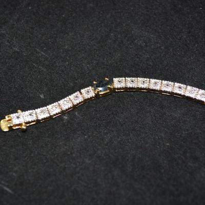 Gold-Tone 925 Sterling Silver Tennis Bracelet w/ Topaz 7.5â€, 11.3g