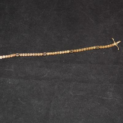 Gold-Tone 925 Sterling Silver Tennis Bracelet w/ Topaz 7.5â€, 11.3g