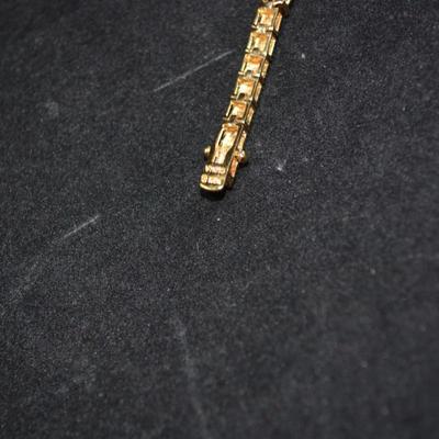 Gold-Tone 925 Sterling Silver Tennis Bracelet w/ Topaz 7.5â€, 11.3g
