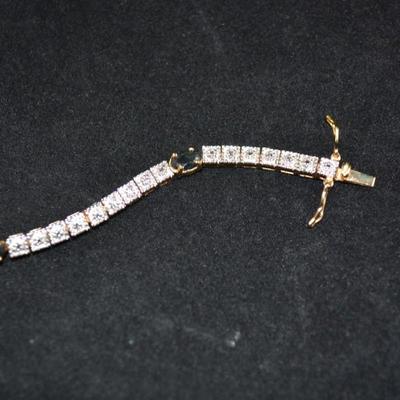Gold-Tone 925 Sterling Silver Tennis Bracelet w/ Topaz 7.5â€, 11.3g