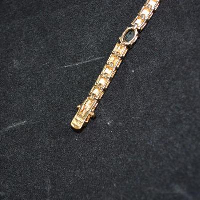 Gold-Tone 925 Sterling Silver Tennis Bracelet w/ Topaz 7.5â€, 11.3g