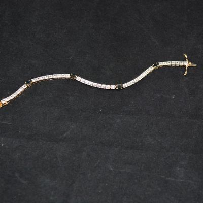 Gold-Tone 925 Sterling Silver Tennis Bracelet w/ Topaz 7.5â€, 11.3g