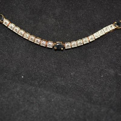 Gold-Tone 925 Sterling Silver Tennis Bracelet w/ Topaz 7.5â€, 11.3g