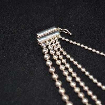 Beautiful 925 Sterling Silver Multi-Strand Bead Necklace 15â€, 50.7g