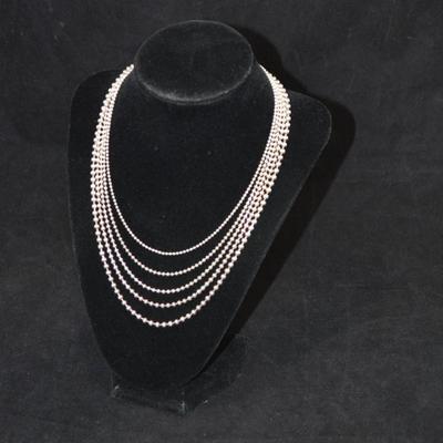 Beautiful 925 Sterling Silver Multi-Strand Bead Necklace 15â€, 50.7g