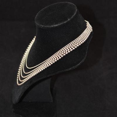 Beautiful 925 Sterling Silver Multi-Strand Bead Necklace 15â€, 50.7g