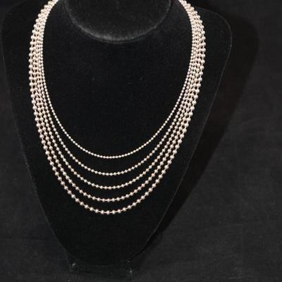 Beautiful 925 Sterling Silver Multi-Strand Bead Necklace 15â€, 50.7g