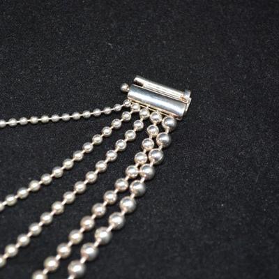 Beautiful 925 Sterling Silver Multi-Strand Bead Necklace 15â€, 50.7g