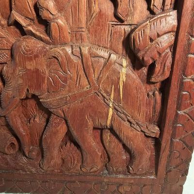 Hand Carved Bas-Relief Wood Panel (BS-JS)