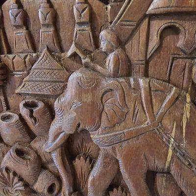 Hand Carved Bas-Relief Wood Panel (BS-JS)