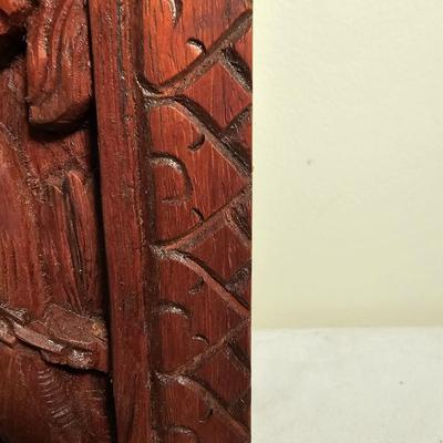 Hand Carved Bas-Relief Wood Panel (BS-JS)