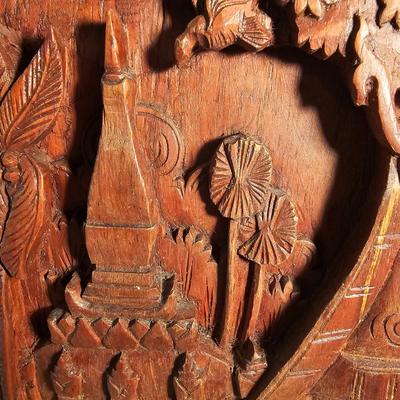 Hand Carved Bas-Relief Wood Panel (BS-JS)