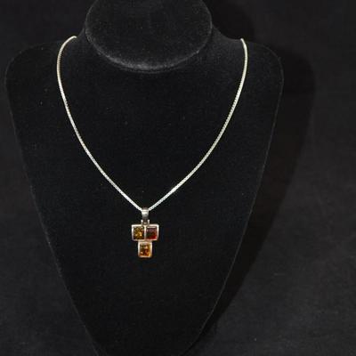 925 Sterling Silver Box Chain w/ 925 Baltic Amber Cross 24â€, 11.5g