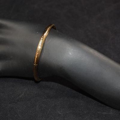 Gold-Tone 925 Sterling Silver Etched Clasp Bracelet 8â€, 7.1g
