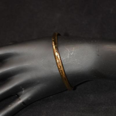 Gold-Tone 925 Sterling Silver Etched Clasp Bracelet 8â€, 7.1g