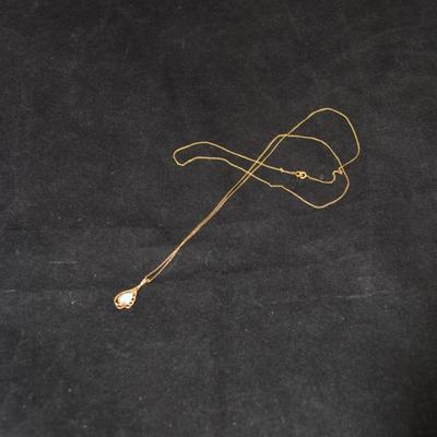 14k Gold Chain w/ 14k Gold & Opal Pendant 24â€, 1.9g