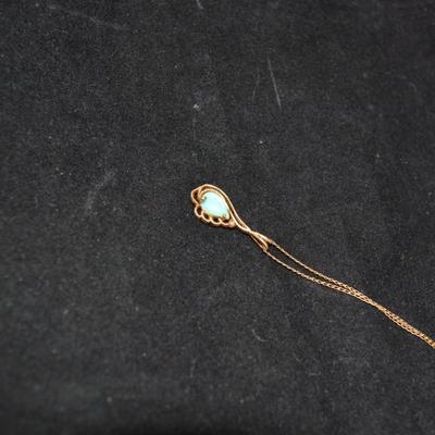 14k Gold Chain w/ 14k Gold & Opal Pendant 24â€, 1.9g