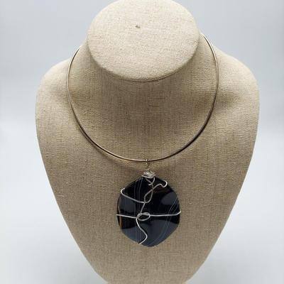 Statement Choker Necklaces w/ Wire Wrapped Pendants and more (B1-BBL)