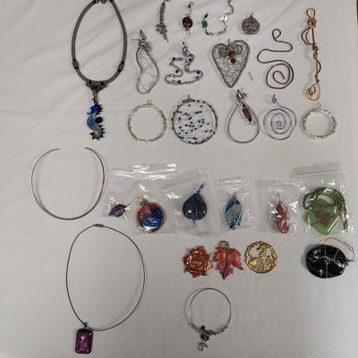 Statement Choker Necklaces w/ Wire Wrapped Pendants and more (B1-BBL)