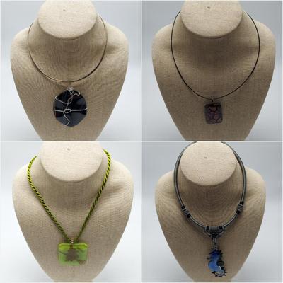 Statement Choker Necklaces w/ Wire Wrapped Pendants and more (B1-BBL)