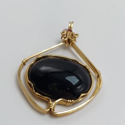 14k Wrapped Semi Precious Stone Pendants (B1-BBL)