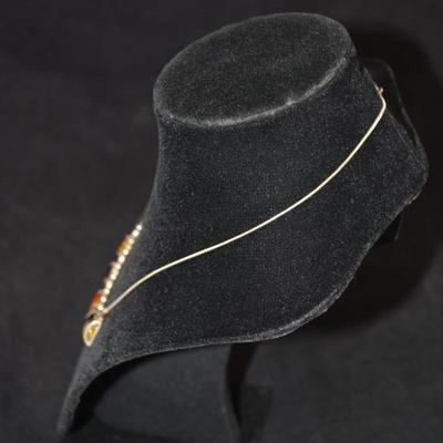 925 Sterling Silver w/ Baltic Amber Necklace 17â€, 11.8g