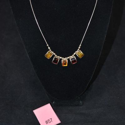 925 Sterling Silver w/ Baltic Amber Necklace 17â€, 11.8g
