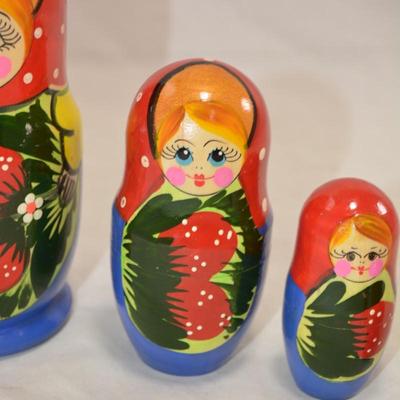Ginger Haired 5 Piece Floral Russian Nesting Doll 6â€x3â€