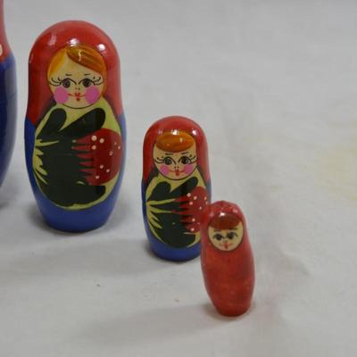 Ginger Haired 5 Piece Floral Russian Nesting Doll 6â€x3â€