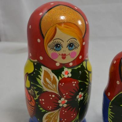 Ginger Haired 5 Piece Floral Russian Nesting Doll 6â€x3â€