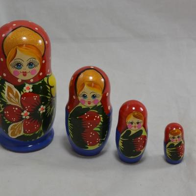 Ginger Haired 5 Piece Floral Russian Nesting Doll 6â€x3â€