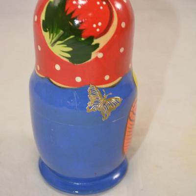 Ginger Haired 5 Piece Floral Russian Nesting Doll 6â€x3â€