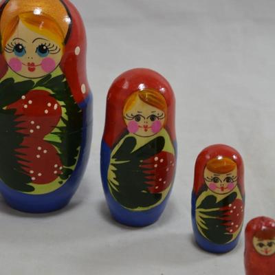 Ginger Haired 5 Piece Floral Russian Nesting Doll 6â€x3â€